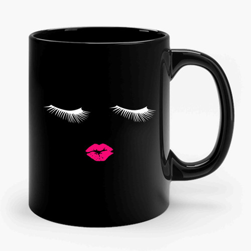 Eyelashes And Lips Ceramic Mug