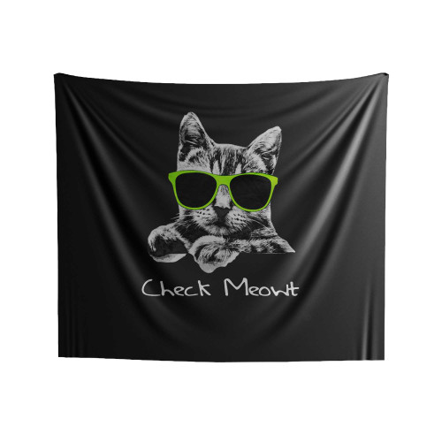 Check Meowt Cat Kitten Workout Funny Weightlifting Indoor Wall Tapestries