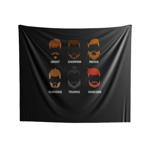 Civil War Funny Beard Grant Sherman Meade Burnside Thomas Hancock Indoor Wall Tapestries