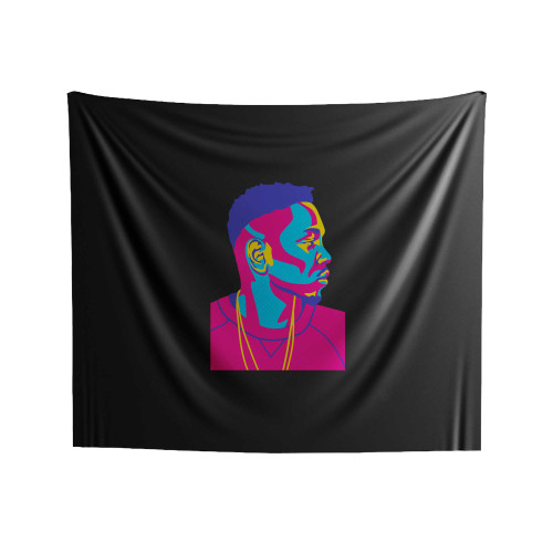 Colourful Portrait Of Kendrick Lamar Indoor Wall Tapestries