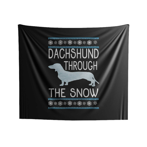Dachshund Through The Snow Indoor Wall Tapestries