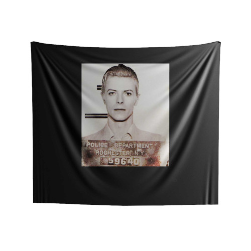 David Bowie Mugshot Arrest Indoor Wall Tapestries
