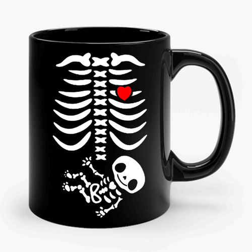 Halloween Pregnancy Announcement Pregnant Skeleton Ceramic Mug