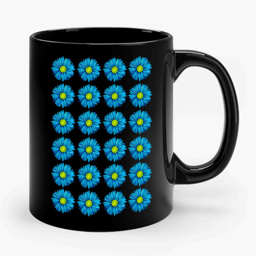 Daisy Blue Flower Pattern Ceramic Mug
