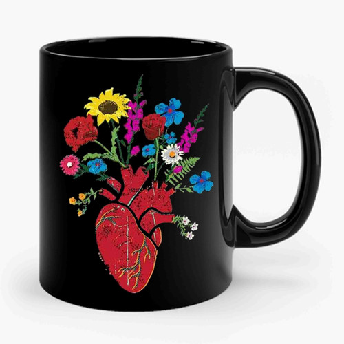 Heart Flower Bouquet Ceramic Mug