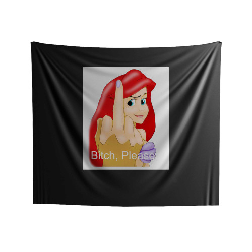 Disney Princess Ariel Middle Finger Bitch Please Indoor Wall Tapestries