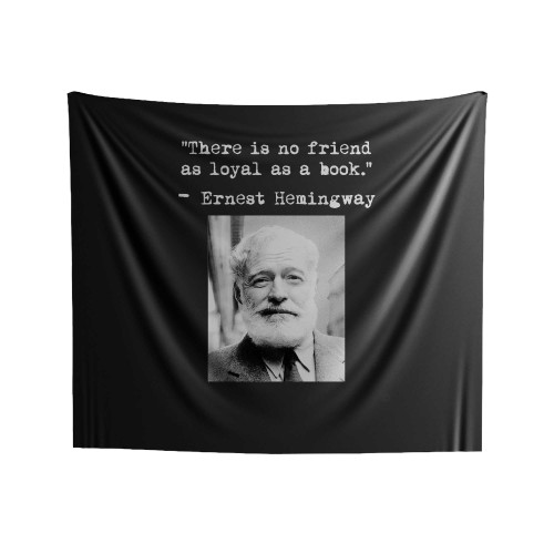Ernest Hemingway Black And White Photo & Quote Indoor Wall Tapestries