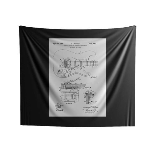 Fender Stratocaster Guitar Patent Indoor Wall Tapestries