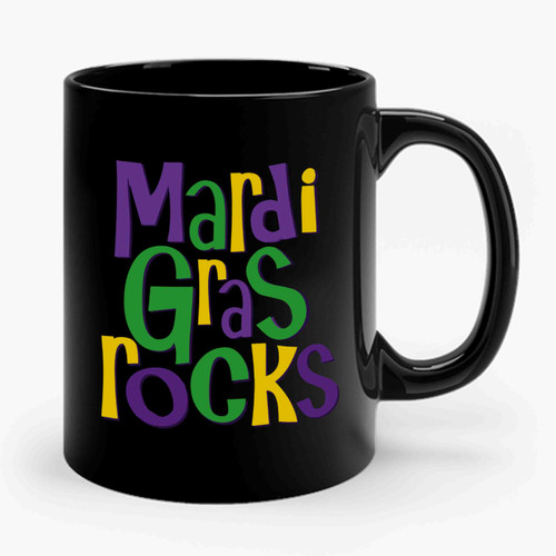 Mardi Gras Rocks Ceramic Mug