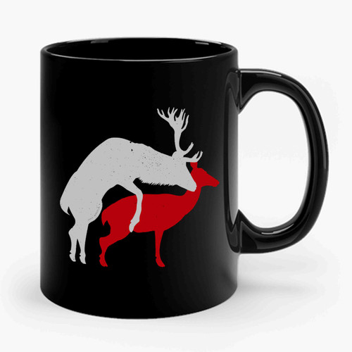 Merry Christmas Hugging Reindeer Ceramic Mug