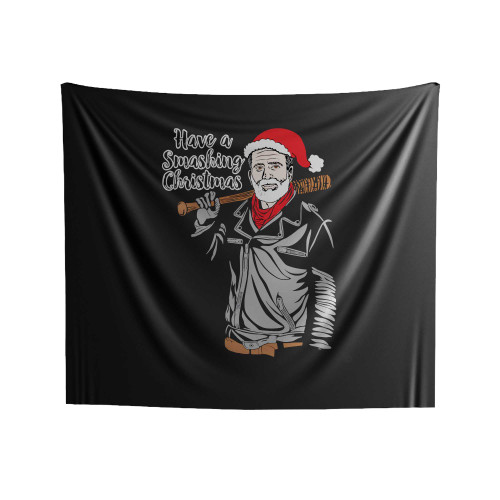Have A Smashing Christmas Negan Twd Parody Indoor Wall Tapestries