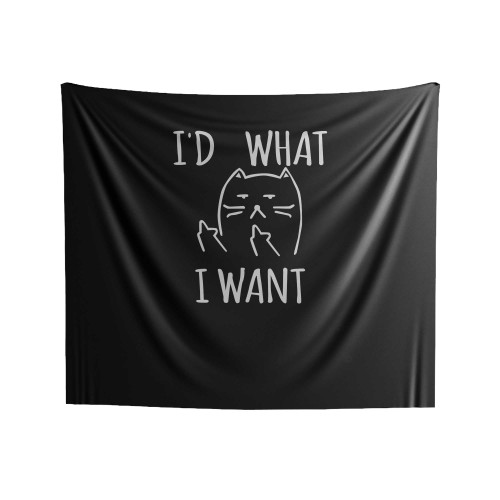 I Do What I Want Cat Humor Middle Finger Indoor Wall Tapestries
