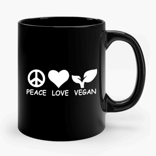 Peace Love And Vegan Vegetarian Ceramic Mug