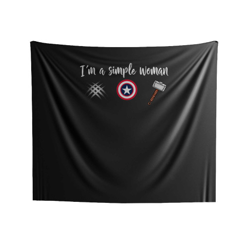 I'm A Simple Woman Xmen, Captain America And Thor Hammer Indoor Wall Tapestries