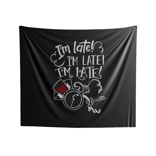 I'm Late, I'm Late, I'm Late White Rabbit, Always Late Indoor Wall Tapestries