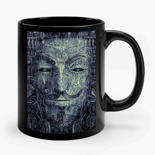 Psychedelic Anonymous Fear Us Guy Fawkes Mask Ceramic Mug