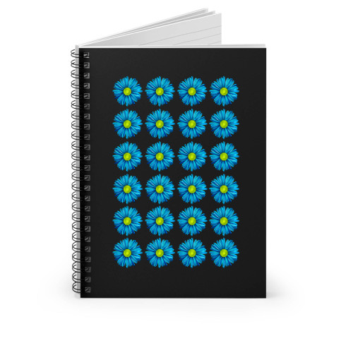 Daisy Blue Flower Pattern Spiral Notebook