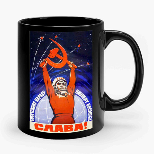 Soviet Space Astronaut Propaganda Ceramic Mug