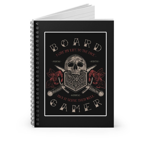Board Gamer A D20 Dice Tabletop Board Game & Rpg Spiral Notebook