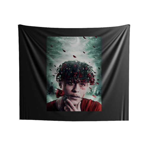 Lil Skies With Red Roses Indoor Wall Tapestries