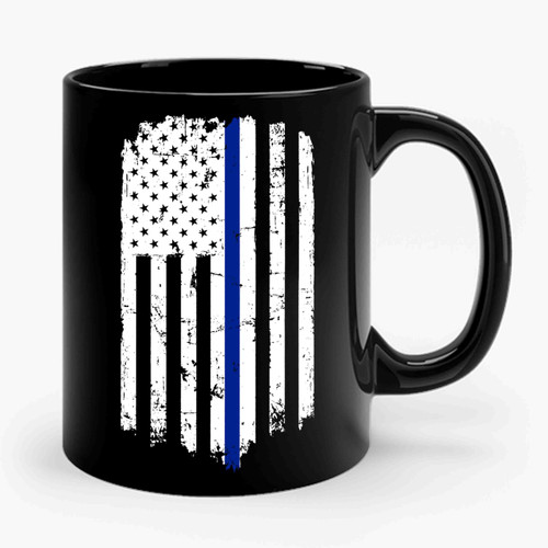 Thin Blue Line American Flag Ceramic Mug