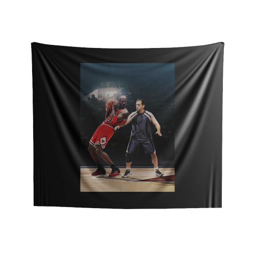 Michael Scott Vs Michael Jordan Playing Basketball Indoor Wall Tapestries
