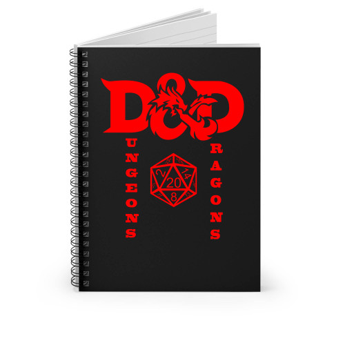 Dungeons & Dragons Logo And Dice Rpg Role Playing Game Spiral Notebook