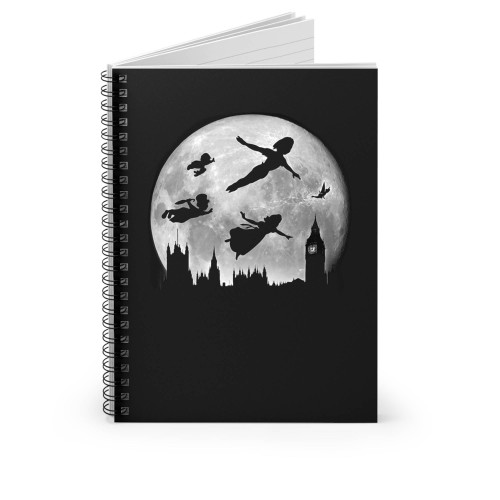 Full Moon Over London Peter Pan Spiral Notebook