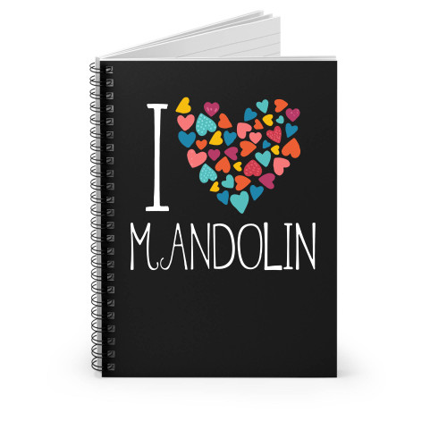 I Love Mandolin Colorful Hearts Spiral Notebook