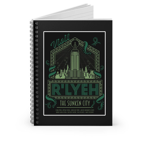 R'Lyeh The Sunken City H.P. Lovecraft's Call Of Cthulhu Inspired Spiral Notebook