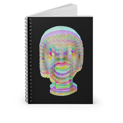 Antique Glitched Roman White Marble Mask Spiral Notebook