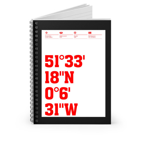 Arsenal Stadium Coordinates Spiral Notebook