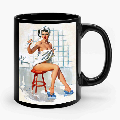 1940s Pin-Up Girl Bath Time Ceramic Mug