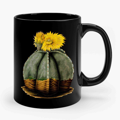 A Vintage Botanical Illustration Of A Cactus Flower In Bloom Ceramic Mug