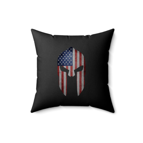 American Flag Spartan Helmet Square Pillow Cover