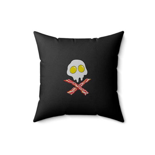 Bacon And Eggs Skull Face Square Pillow Cover