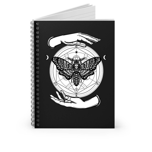 Hawk Moth Gothic Occult Alchemy Goth Hands Moon Skull Spiral Notebook