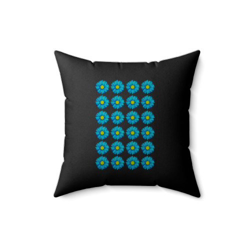 Daisy Blue Flower Pattern Square Pillow Cover