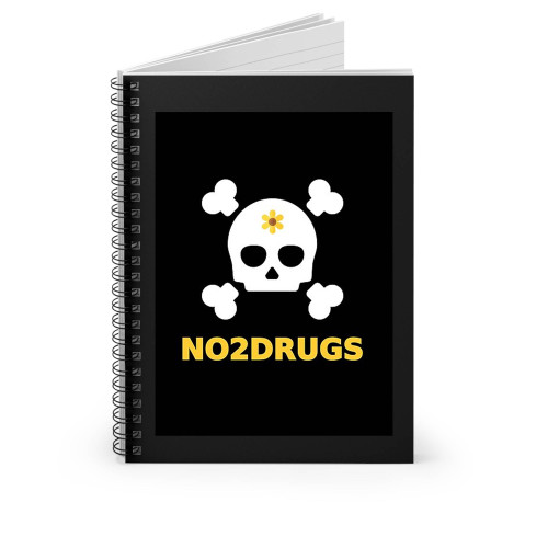 No To Drugs Large Skull Spiral Notebook