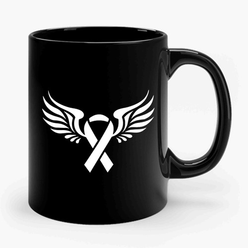 Breast Cancer Ribbon With Wings Ceramic Mug