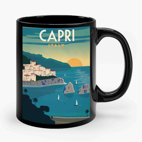 Capri Italy Vintage Painting Art Ceramic Mug