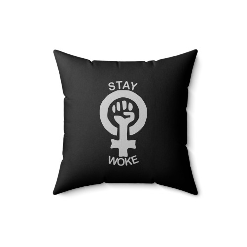 Womens March Stay Woke Feminist Symbol Feminism Square Pillow Cover