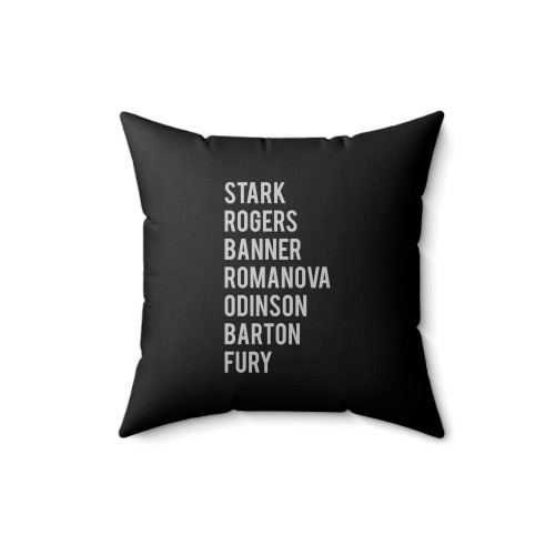 Avengers Names Superhero Square Pillow Cover