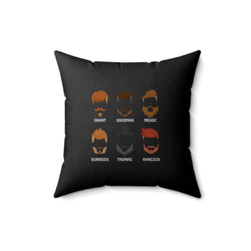 Civil War Funny Beard Grant Sherman Meade Burnside Thomas Hancock Square Pillow Cover