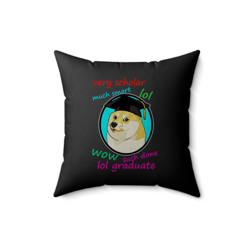 Doge Graduation Square Pillow Cover