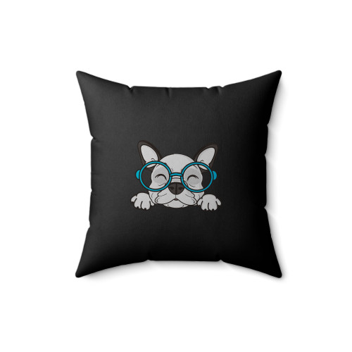 French Bulldog With Glasses Art Square Pillow Cover