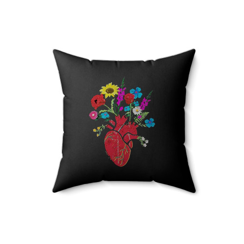 Heart Flower Bouquet Square Pillow Cover
