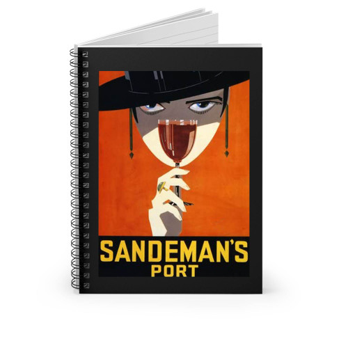Girl Sandeman Port Wine Drink Portuguese Woman Black Hat Vintage Spiral Notebook