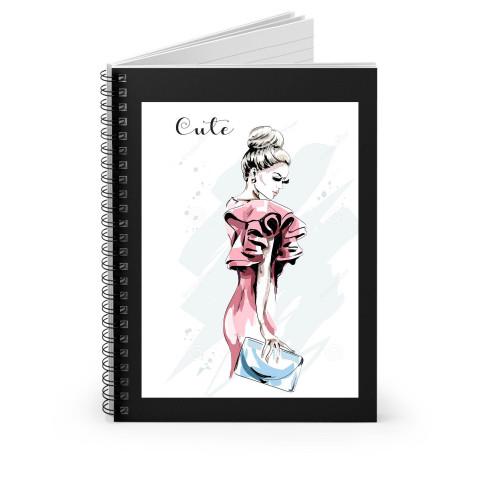 Hand Drawn Woman Portrait Spiral Notebook