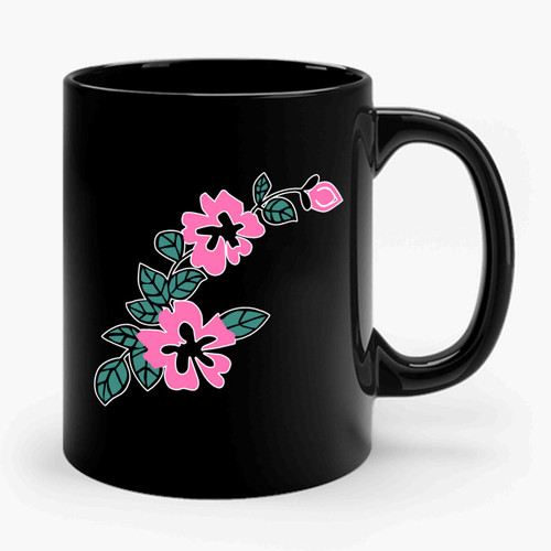 Flower Pattern Ringer Ceramic Mug